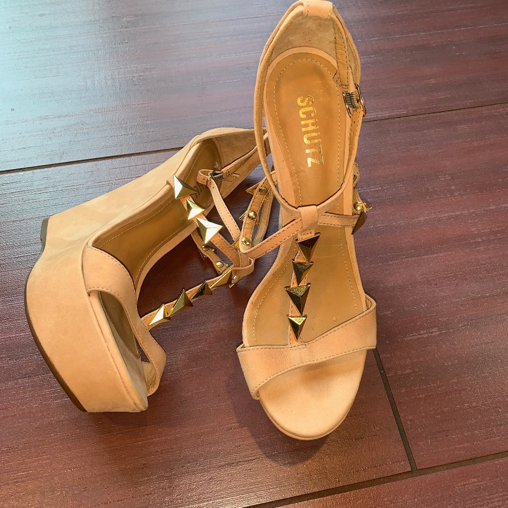 SCHUTZ suede wedge platform sandals